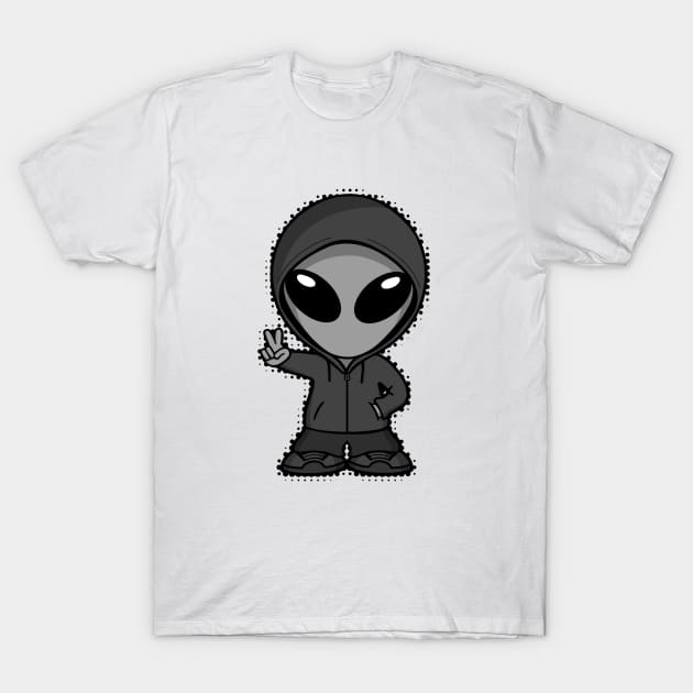 Space Alien Peace Dark Version T-Shirt by SpaceAlienTees